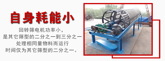 滾筒篩耗能小，使用壽命長，維修方便